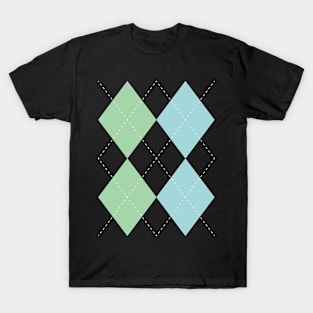 blue + green + yellow argyle T-Shirt